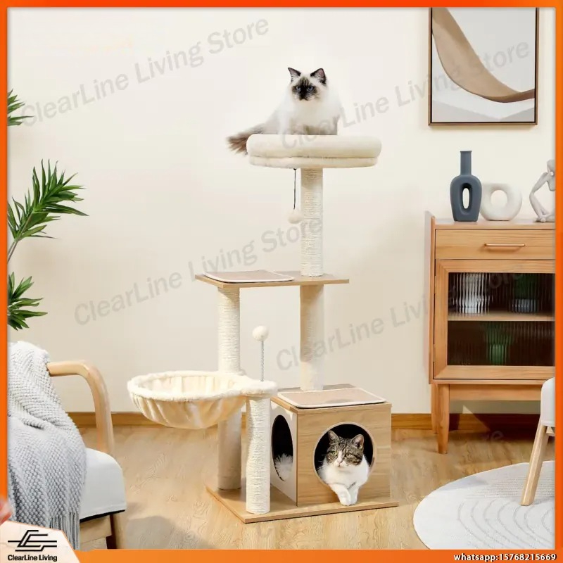 Cat Scratching Post Sisal Tree Tower - Modern Cat Tree for Indoor Cats
