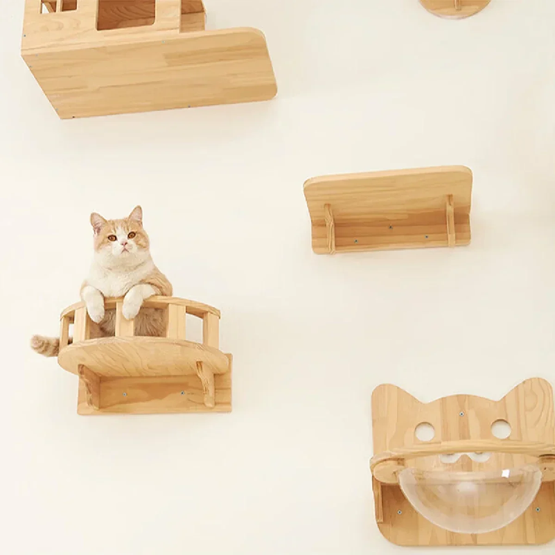 Cat Wall Climbing Shelves Hammock Wooden - Wall Mounted Cat Shelves Wood Cat