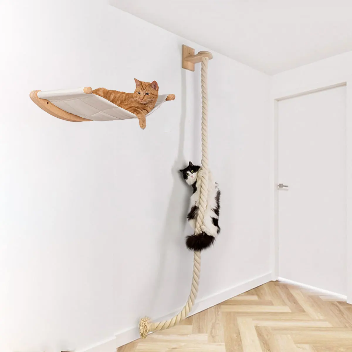 Cat Wall Climbing Shelves Hammock Wooden - Cat Wall Climbing Shelves Sisal Rope