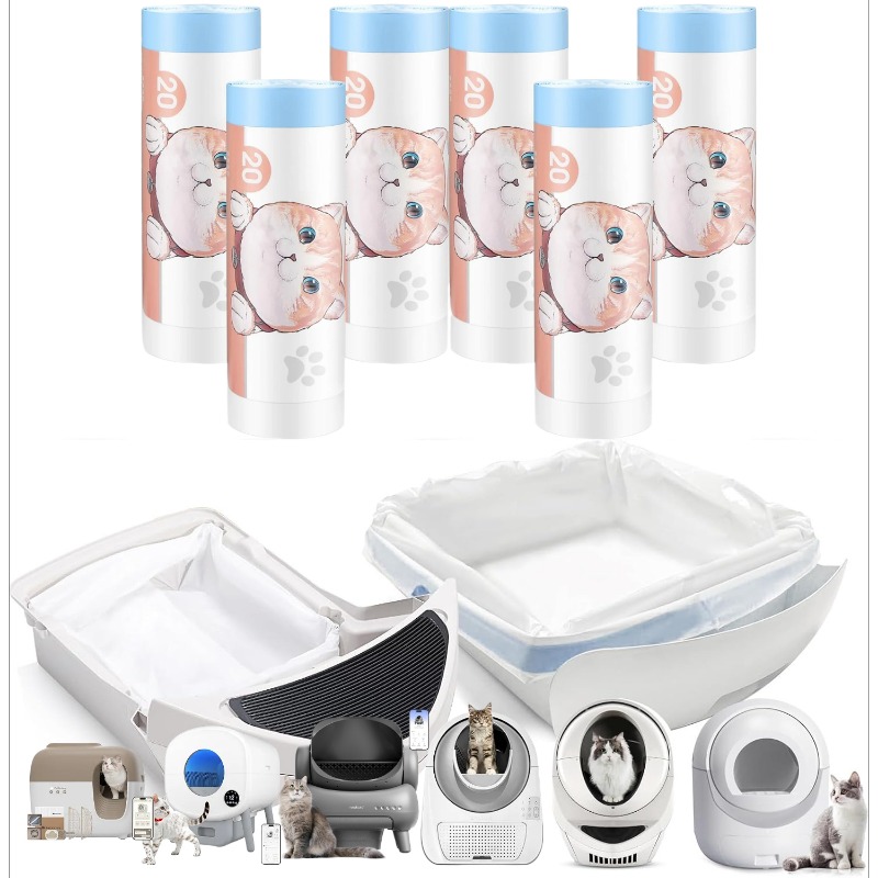 Automatic Litter Box Waste Bag Liner - 100Pcs Waterproof Cat Litter Box Liners