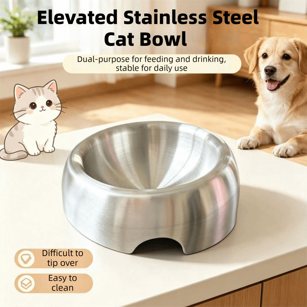 Elevated Ceramic Cat Bowls Tilted Food - 304 Stainless Steel Elevated Cat Bowl