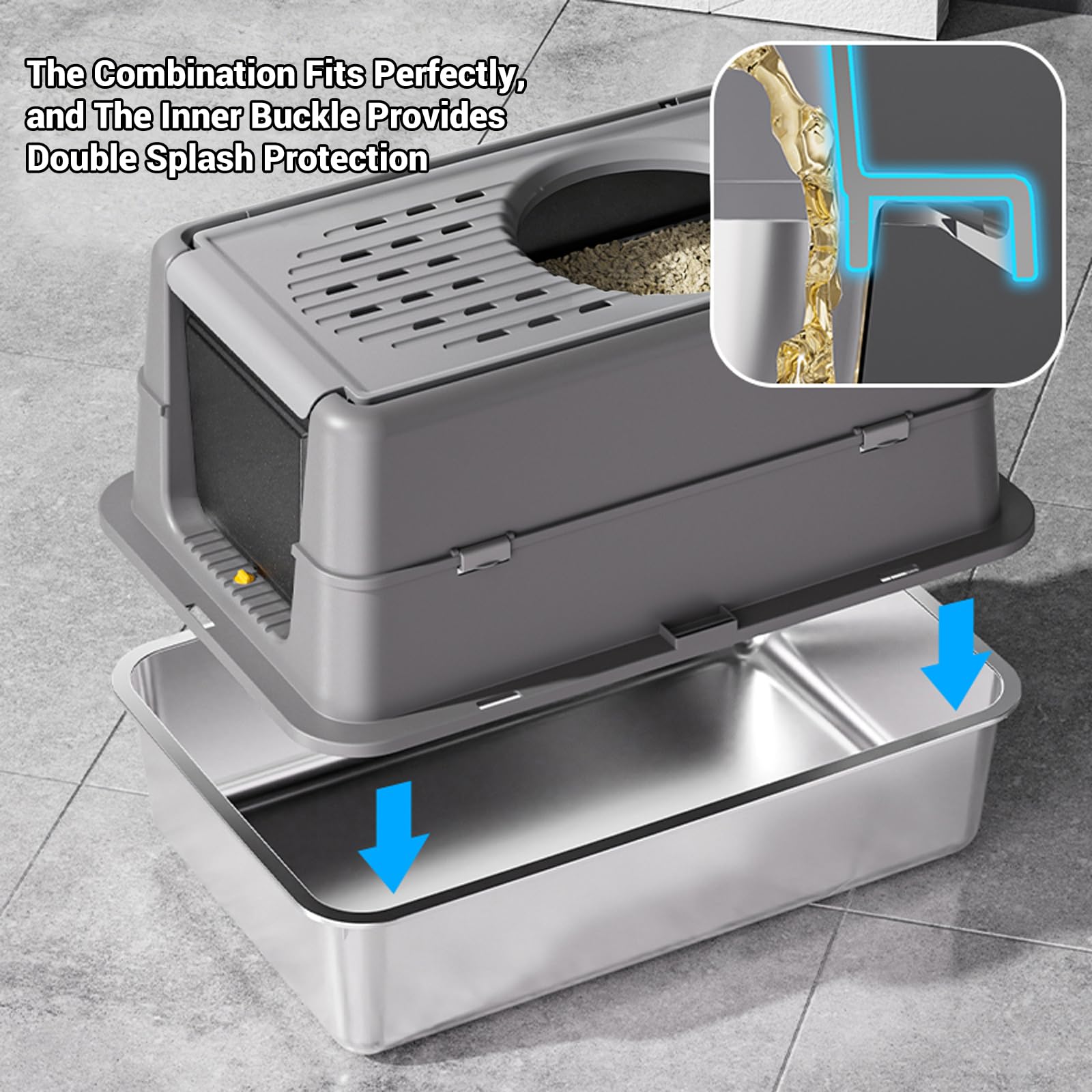 Self Cleaning Cat Litter Box Automatic - High Sided Stainless Steel Cat Litter