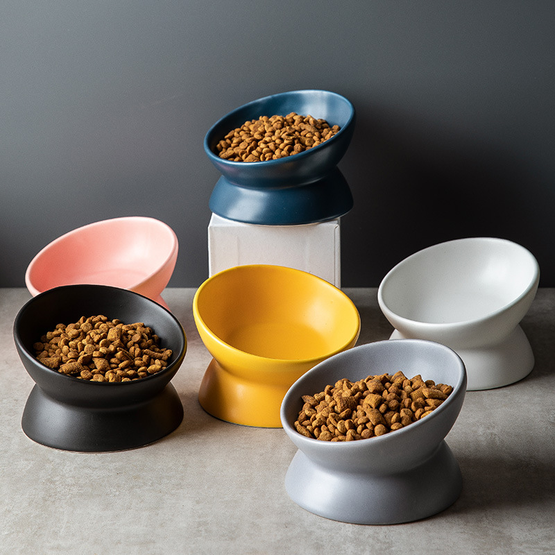 Elevated Ceramic Cat Bowls Tilted Food - Elevated Cat Bowls Small Dog 15°