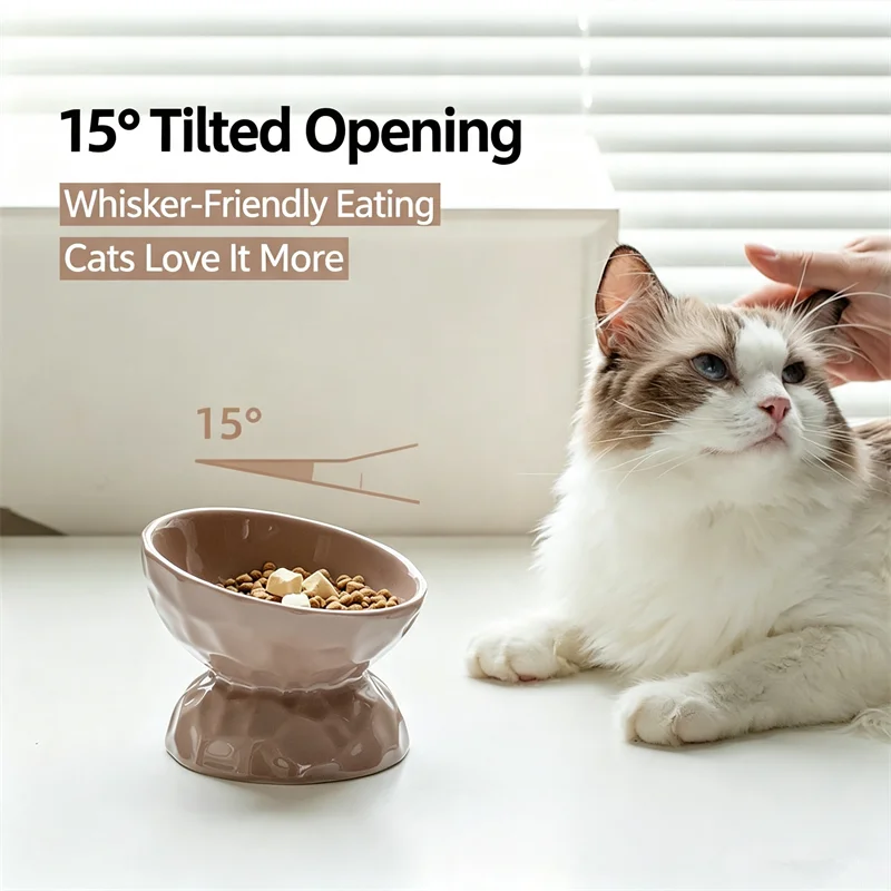 Elevated Ceramic Cat Bowls Tilted Food - Fashion Elevated Ceramic Cat Bowl 15°