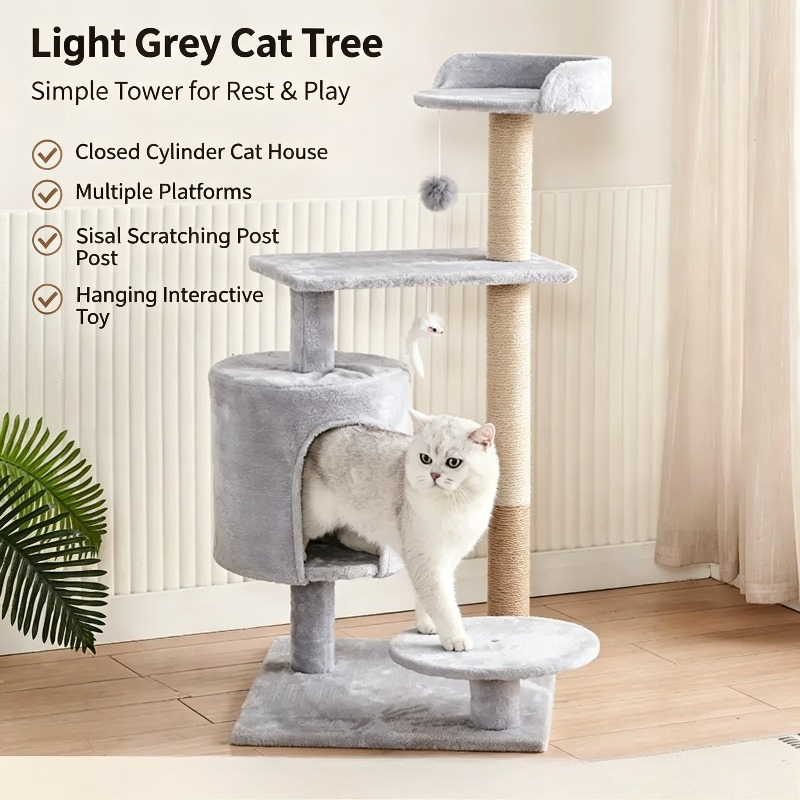 Cat Scratching Post Sisal Tree Tower - Large Cat Tree Tower Integrated Condo