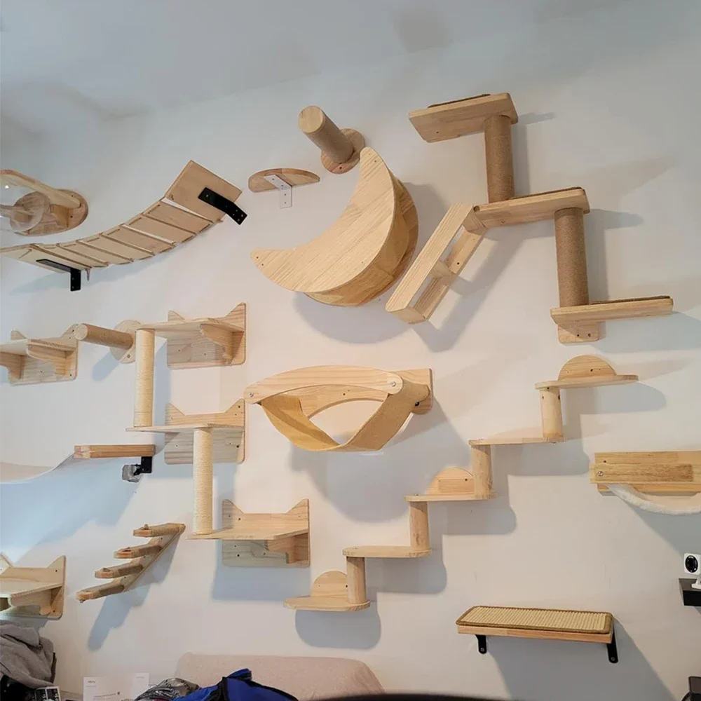 Cat Wall Climbing Shelves Hammock Wooden - Wall Mounted Cat Climbing Shelves Cat