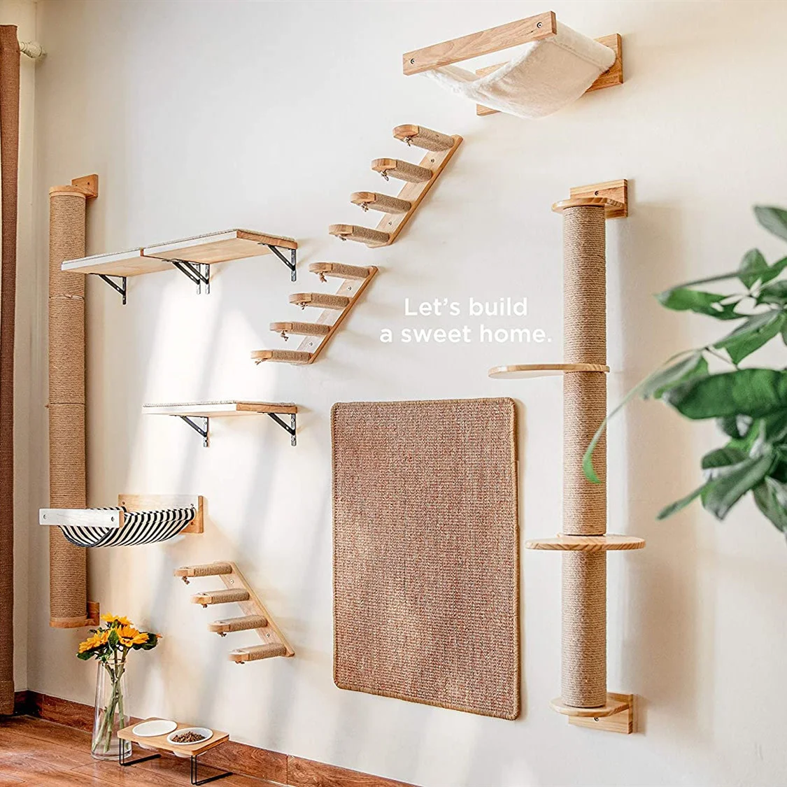 Cat Wall Climbing Shelves Hammock Wooden - Wall-mounted Cat Hammock Bed Pet Furniture