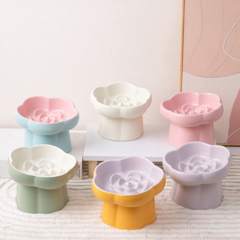 Elevated Ceramic Cat Bowls Tilted Food - Ceramic Elevated Cat Slow Feeder Bowl