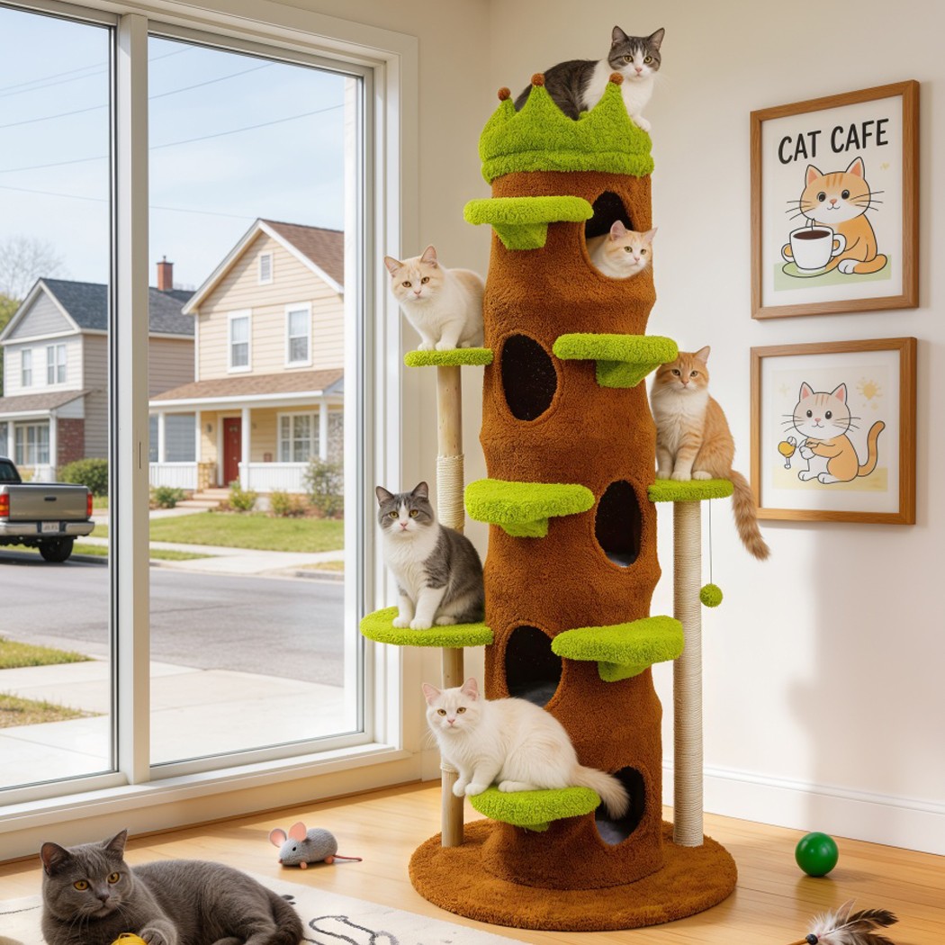 XXL Tall Cat Tree Tower with S - Cat Scratching Post Sisal Tree Tower 评论和价格