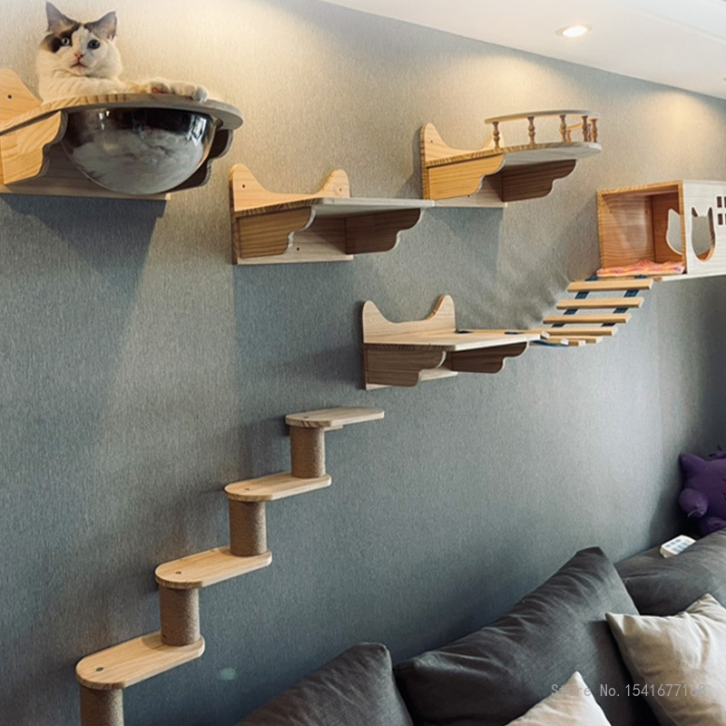 Wall-Mounted Cat Hammock Bed,  - Cat Wall Climbing Shelves Hammock Wooden 评论和价格