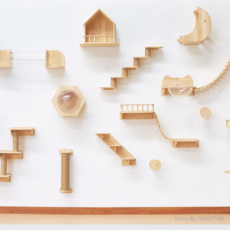 Wall-Mounted Cat Hammock Bed,  - Cat Wall Climbing Shelves Hammock Wooden 评论和价格
