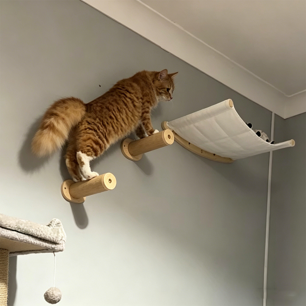Cat Climbing Shelves Tree Cat  - Cat Wall Climbing Shelves Hammock Wooden 评论和价格