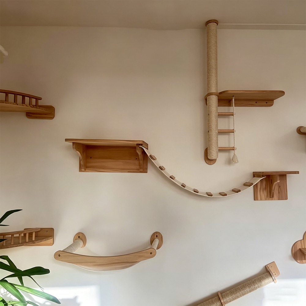 Cat Climbing Shelves Tree Cat  - Cat Wall Climbing Shelves Hammock Wooden 评论和价格