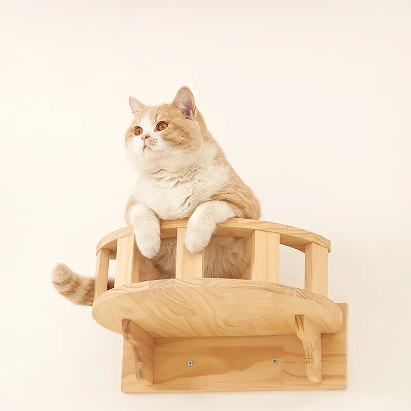 Wall Mounted Cat Shelves Wood  - Cat Wall Climbing Shelves Hammock Wooden 评论和价格