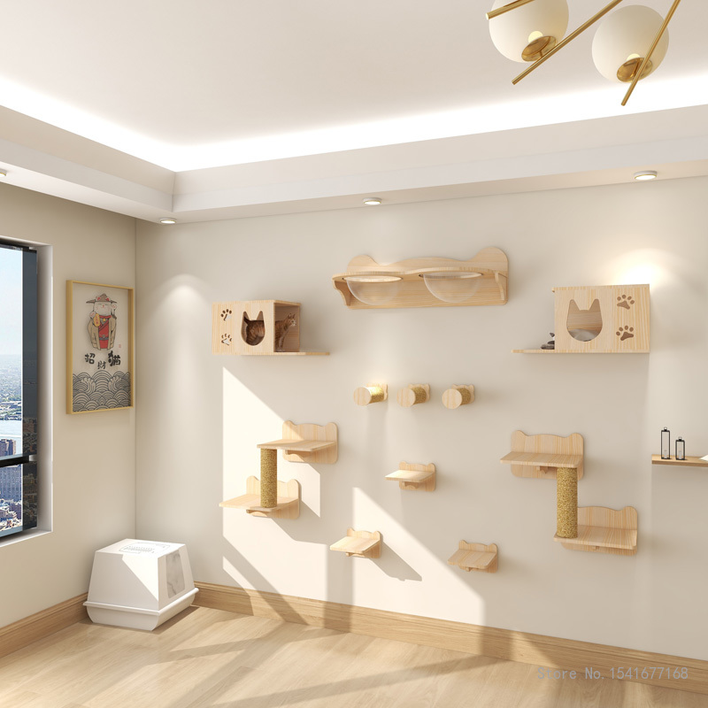 Wall-Mounted Cat Hammock Bed,  - Cat Wall Climbing Shelves Hammock Wooden 评论和价格