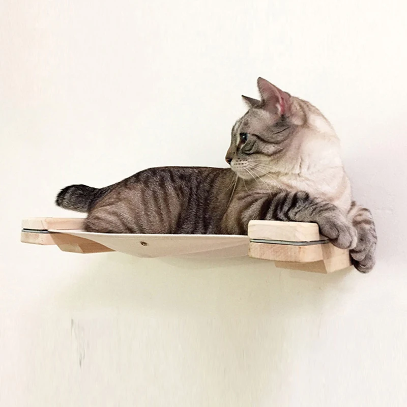 Wall Mounted Cat Hammock Shelf - Cat Wall Climbing Shelves Hammock Wooden 评论和价格
