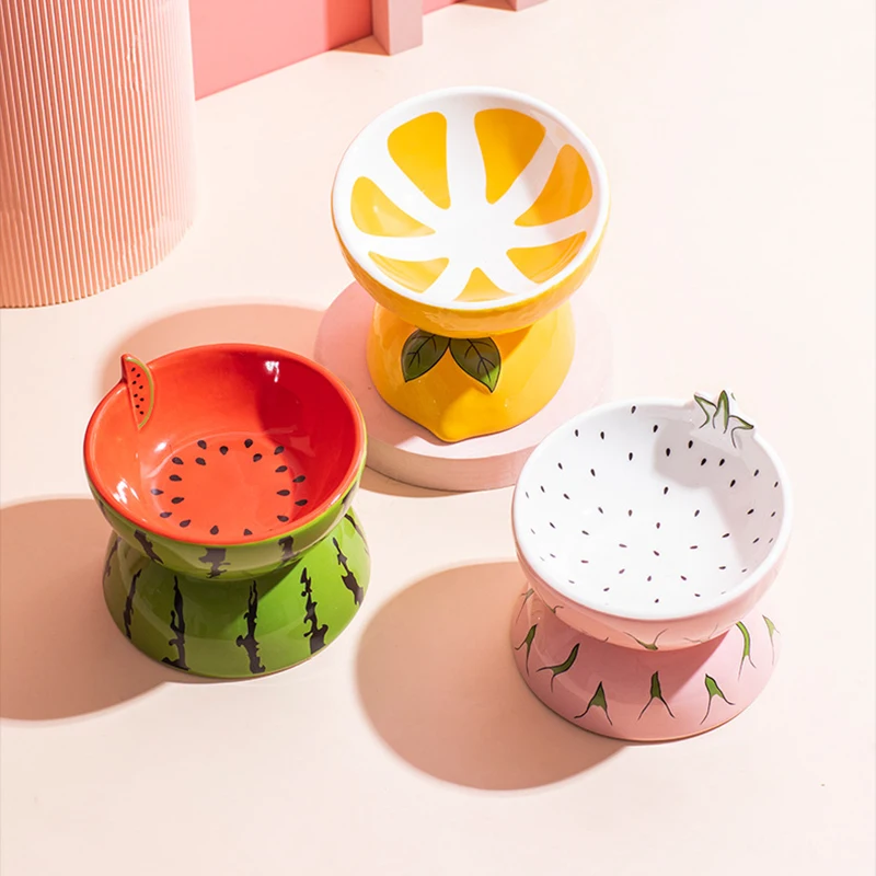 Elevated Fruit-Inspired Cerami - Elevated Ceramic Cat Bowls Tilted Food 评论和价格