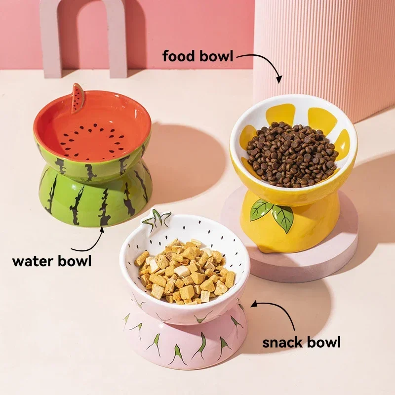 Elevated Fruit-Inspired Cerami - Elevated Ceramic Cat Bowls Tilted Food 评论和价格