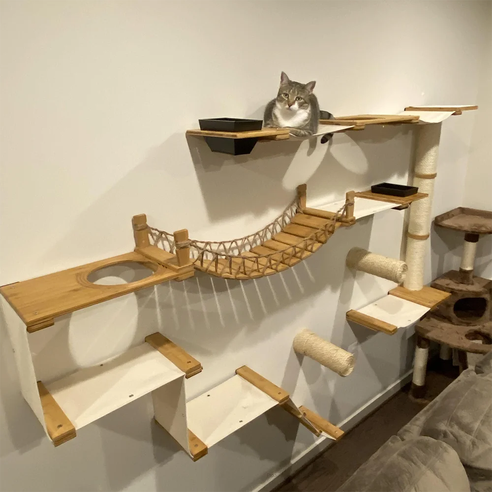 Wall Mounted Cat Climbing Wood - Cat Wall Climbing Shelves Hammock Wooden 评论和价格