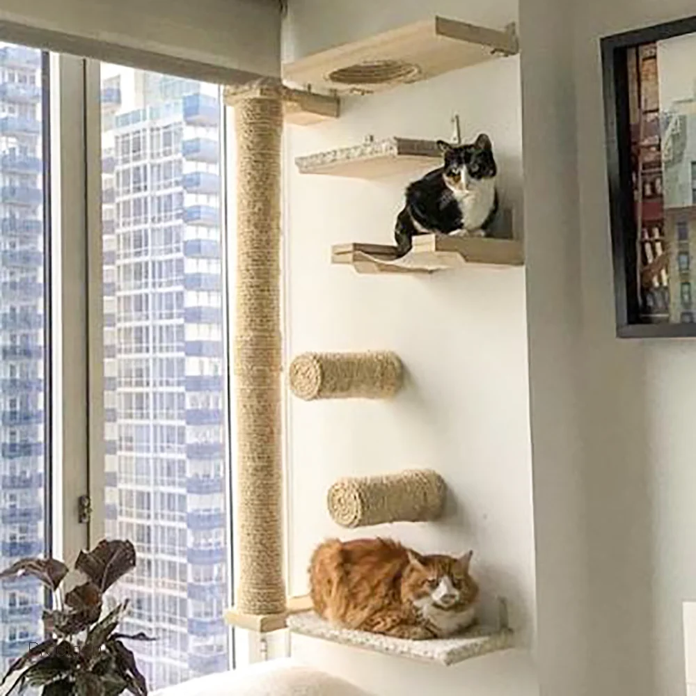 Wall Mounted Cat Climbing Wood - Cat Wall Climbing Shelves Hammock Wooden 评论和价格