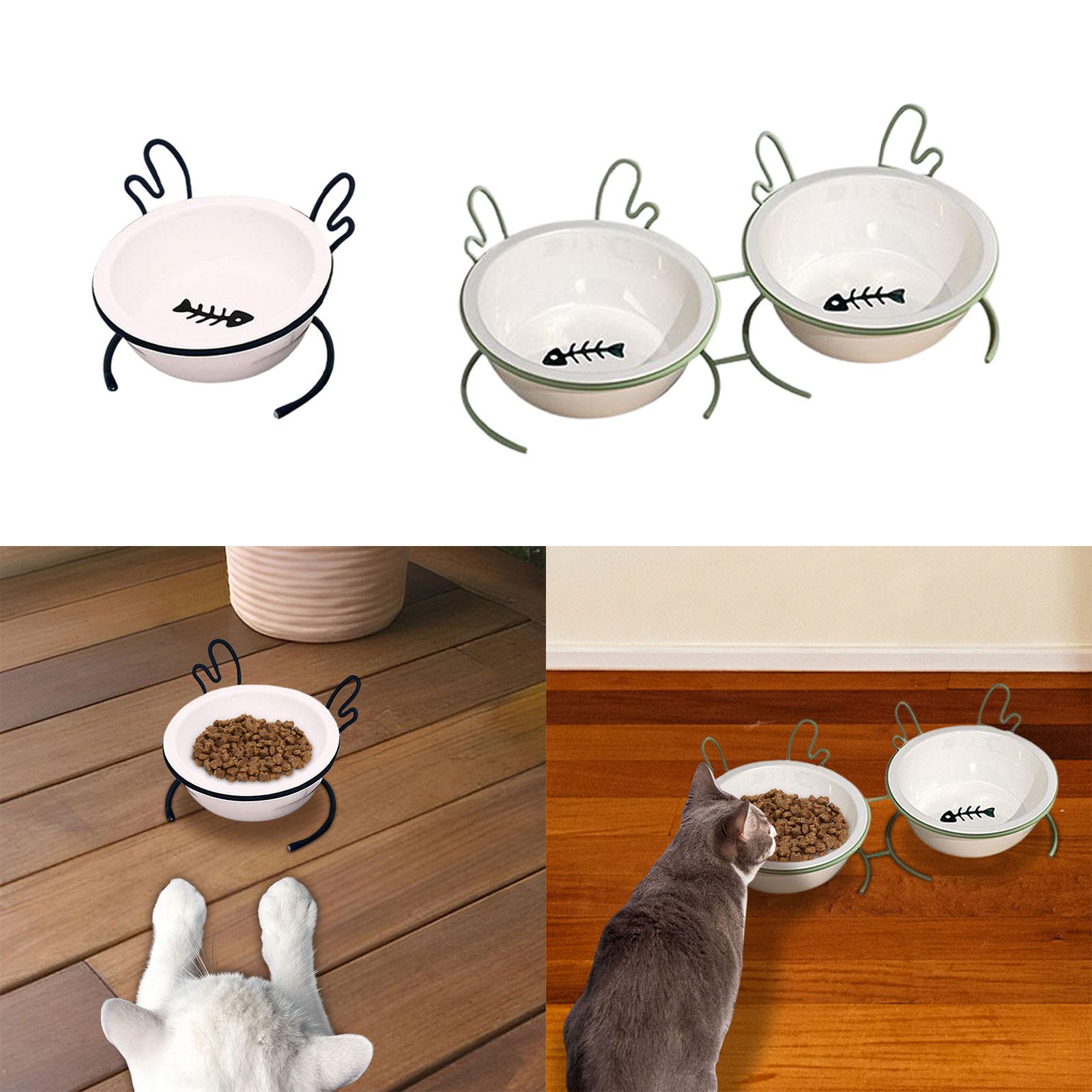 Raised Cat Food Bowl, Pet Food - Elevated Ceramic Cat Bowls Tilted Food 评论和价格