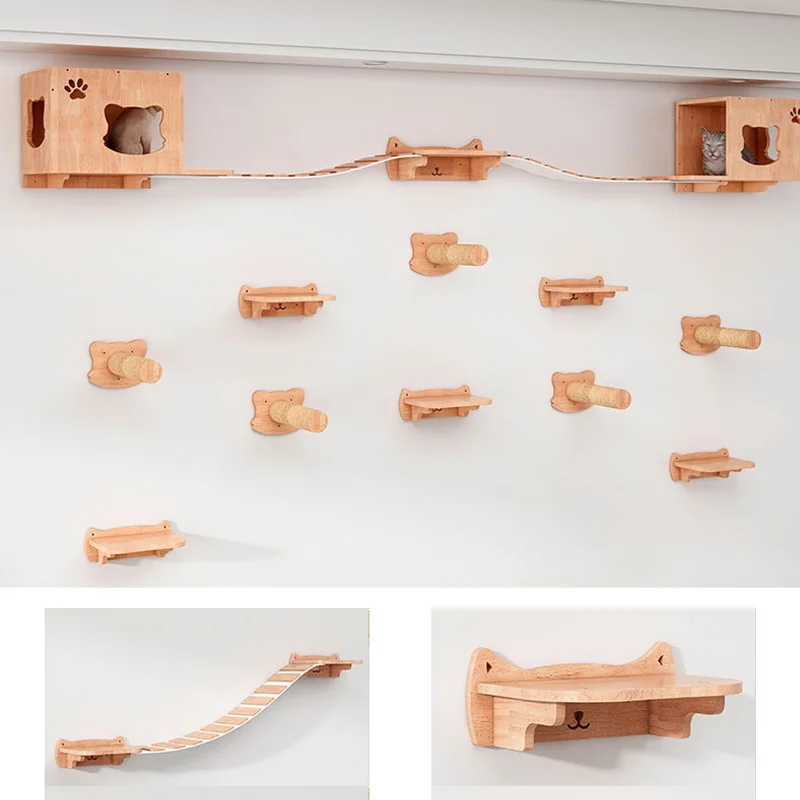 Wall-Mounted Cat Hammock Bed,  - Cat Wall Climbing Shelves Hammock Wooden 评论和价格