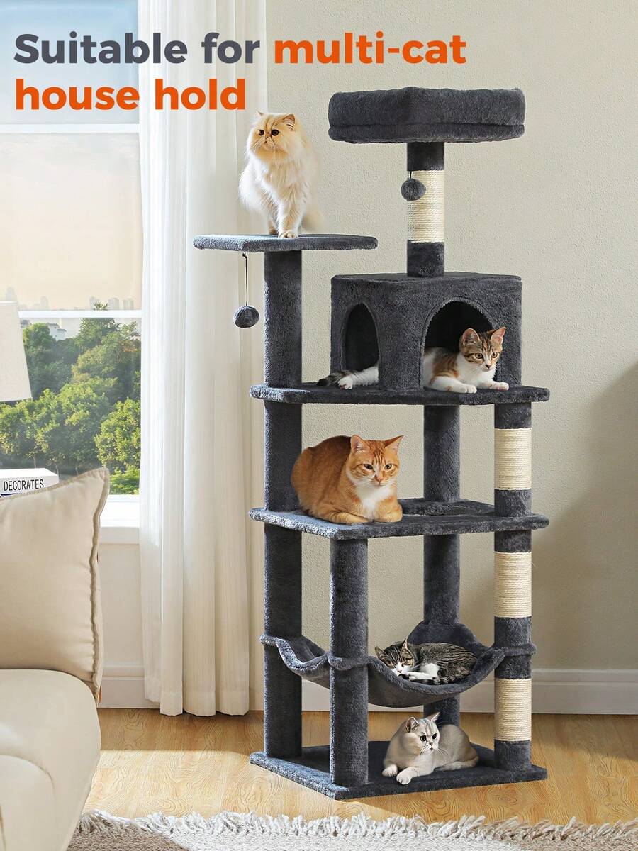 56.3'' Cat Tree For Indoor Cat - Cat Scratching Post Sisal Tree Tower 评论和价格
