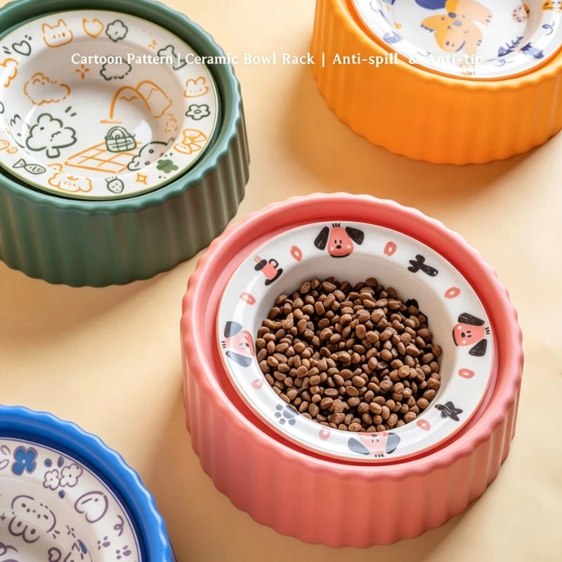 Elevated Ceramic Pet Bowl Anti - Elevated Ceramic Cat Bowls Tilted Food 评论和价格