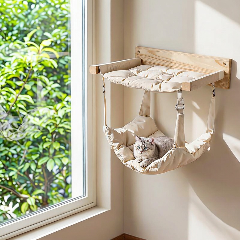 Wall Mount Cat Climbing Shelf, - Cat Wall Climbing Shelves Hammock Wooden 评论和价格