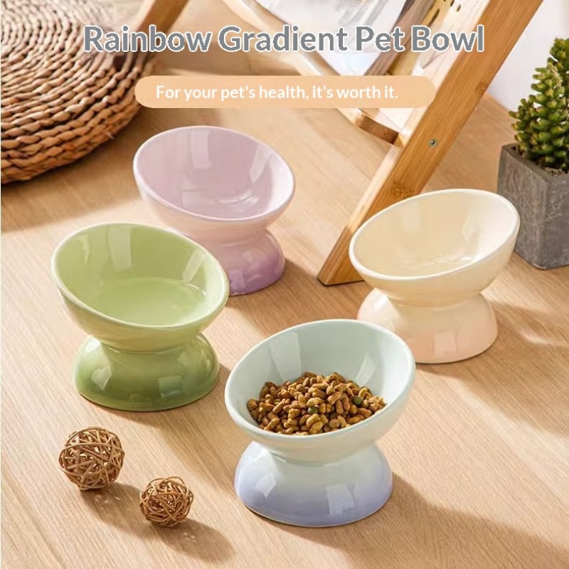 Ceramic Elevated Cat Bowls Til - Elevated Ceramic Cat Bowls Tilted Food 评论和价格