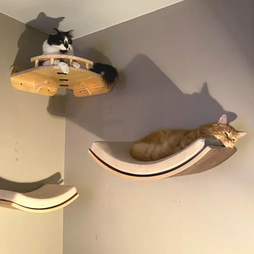 Wooden Cat Tree Tower Cat Wall - Cat Wall Climbing Shelves Hammock Wooden 评论和价格