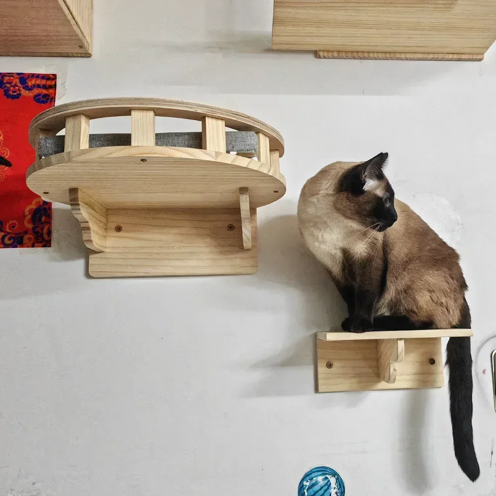Wooden Cat Tree Tower Cat Wall - Cat Wall Climbing Shelves Hammock Wooden 评论和价格