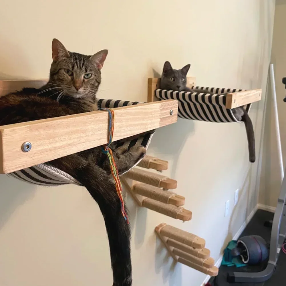 Wooden Cat Tree Tower Cat Wall - Cat Wall Climbing Shelves Hammock Wooden 评论和价格