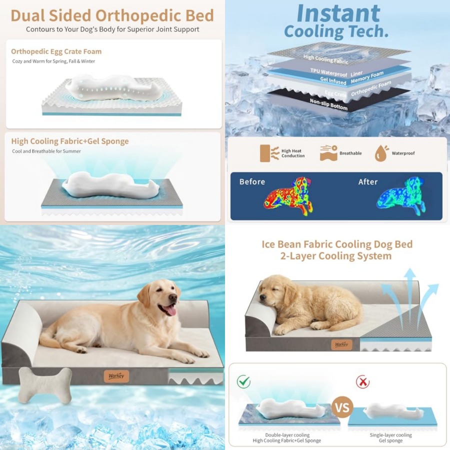 Dog Bed with Cooling Gel Memor - Orthopedic Memory Foam Dog Bed Washable 评论和价格