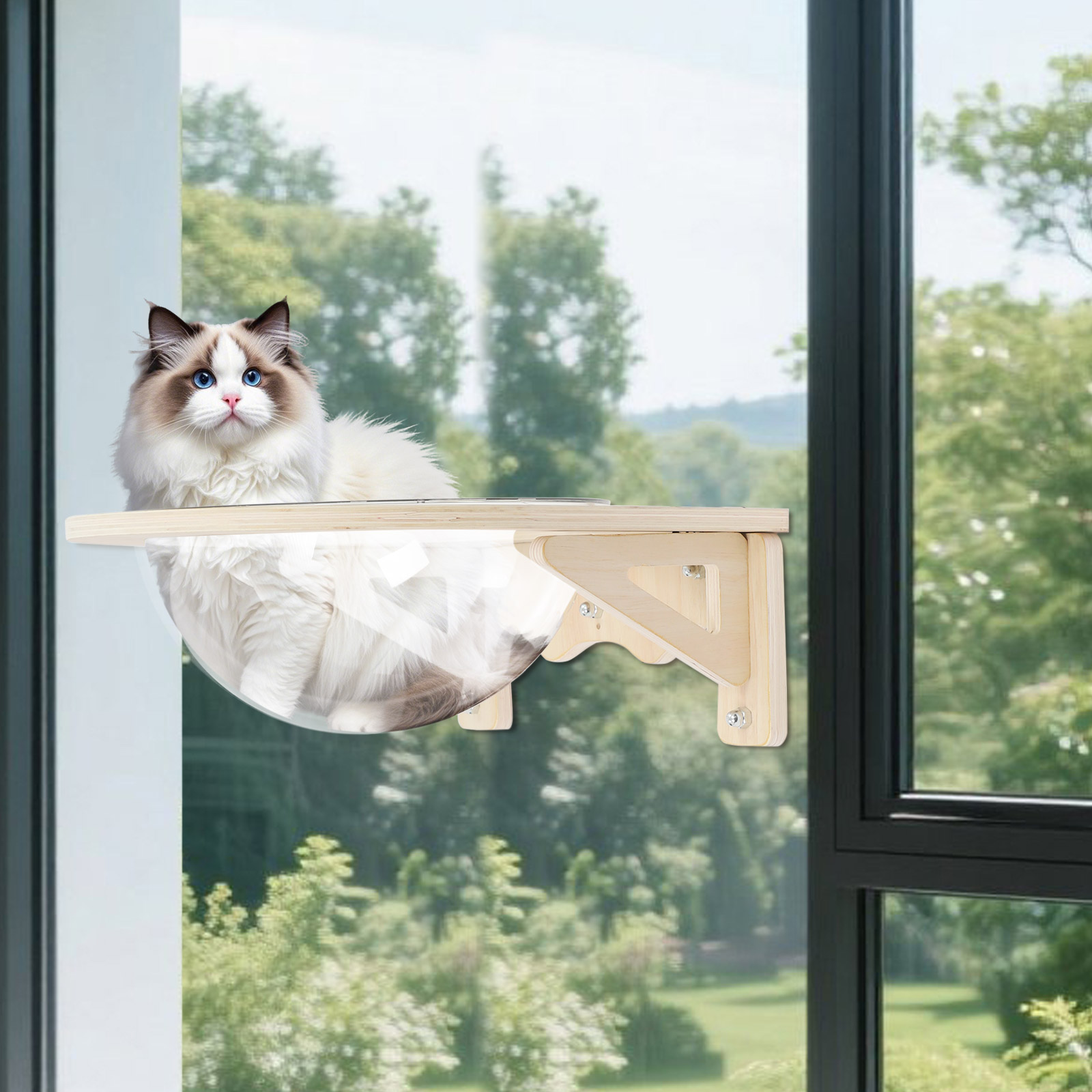 Wooden Cat Space Clear Capsule - Cat Wall Climbing Shelves Hammock Wooden 评论和价格