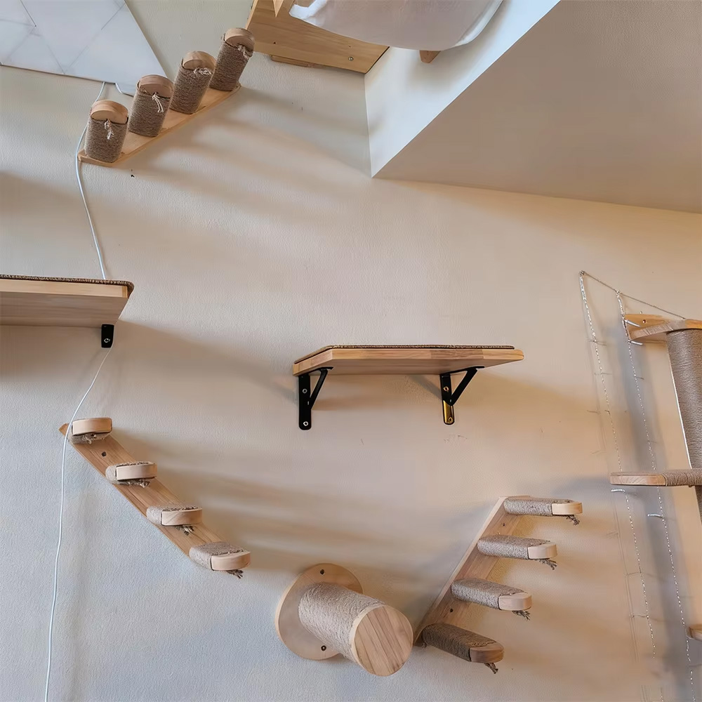 Wall Mounted Cat Climbing Shel - Cat Wall Climbing Shelves Hammock Wooden 评论和价格