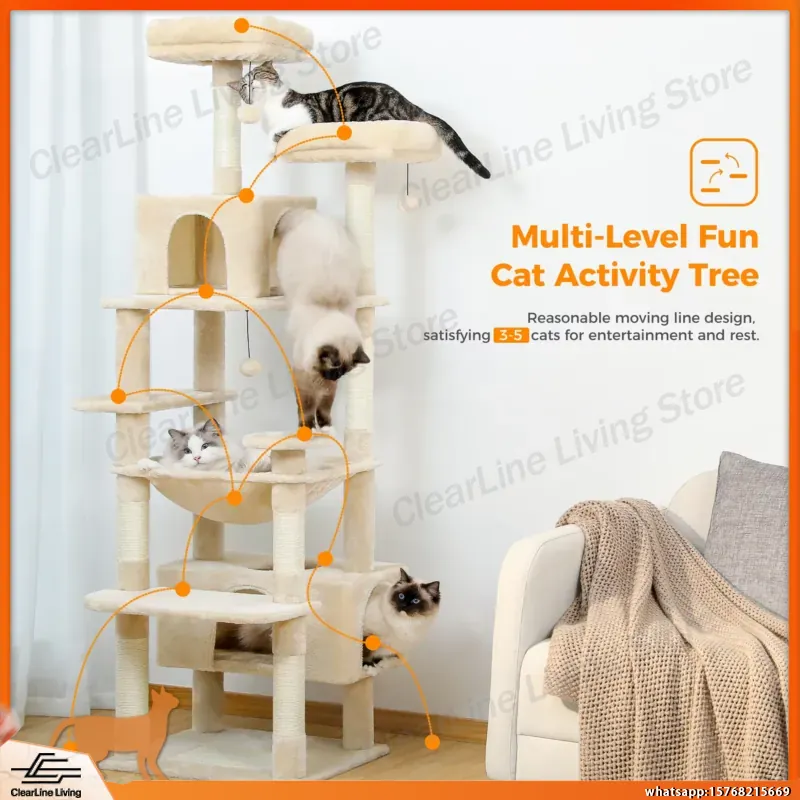 Large Cat Tree Tower for Indoo - Cat Scratching Post Sisal Tree Tower 评论和价格